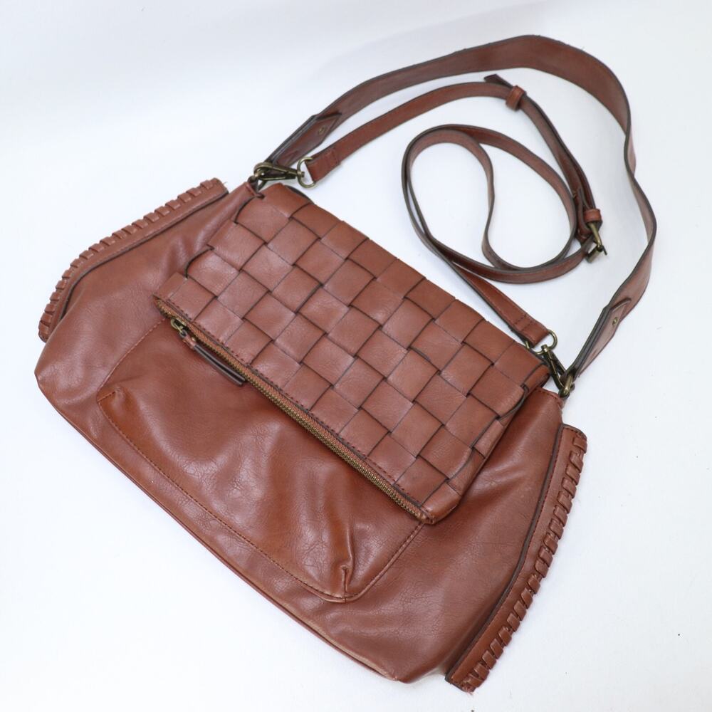 Walmart Crossbody Handbag Medium Brown Faux Pebble Leather Lined Shoulder Bag